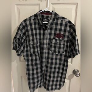 Harley-Davidson Black and Gray Plaid Men's Shirt